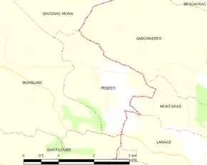 Poziția localității Pébées