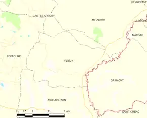 Poziția localității Plieux