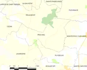 Poziția localității Préchac