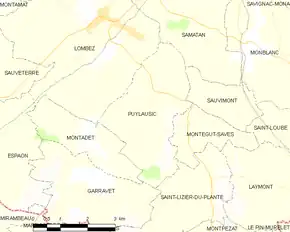 Poziția localității Puylausic