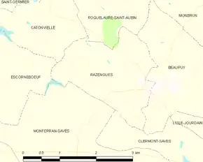 Poziția localității Razengues