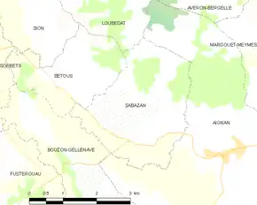 Poziția localității Sabazan