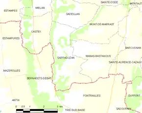 Poziția localității Sarraguzan