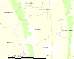 Poziția localității Sauviac