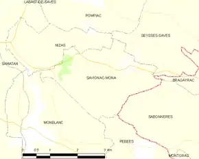 Poziția localității Savignac-Mona