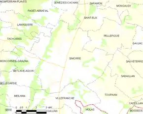 Poziția localității Simorre