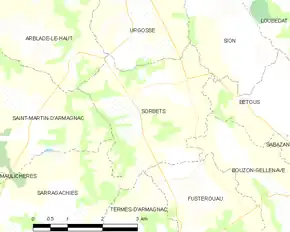 Poziția localității Sorbets