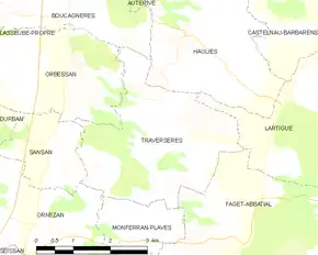 Poziția localității Traversères