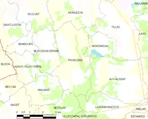 Poziția localității Troncens