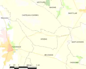 Poziția localității Urdens