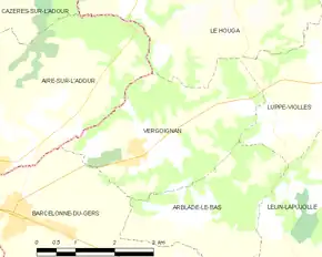 Poziția localității Vergoignan