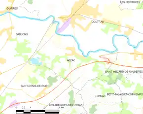 Poziția localității Abzac