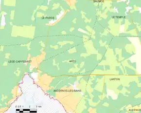 Poziția localității Arès