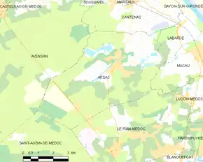 Poziția localității Arsac