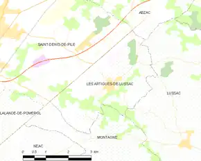 Poziția localității Les Artigues-de-Lussac