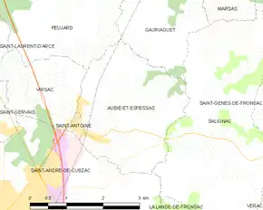 Poziția localității Aubie-et-Espessas
