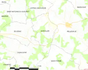 Poziția localității Auriolles