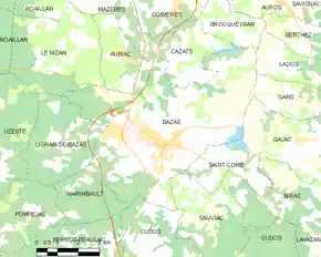 Poziția localității Bazas