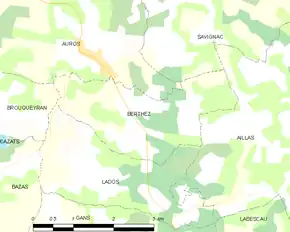 Poziția localității Berthez