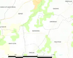 Poziția localității Blésignac