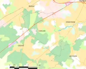 Poziția localității Canéjan