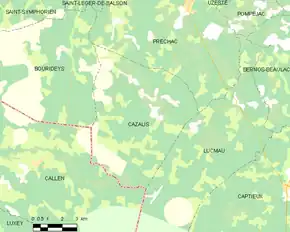 Poziția localității Cazalis