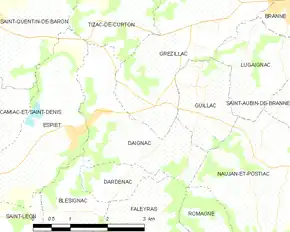 Poziția localității Daignac
