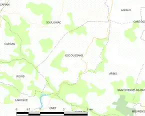 Poziția localității Escoussans