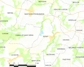 Poziția localității Espiet