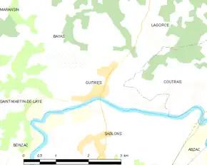 Poziția localității Guîtres