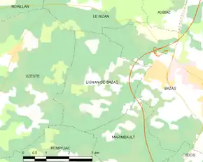 Poziția localității Lignan-de-Bazas