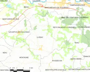 Poziția localității Lussac