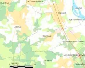 Poziția localității Martillac