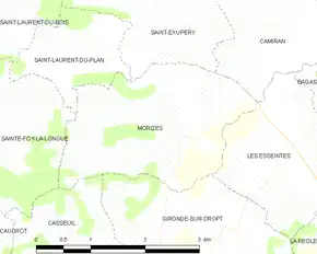 Poziția localității Morizès