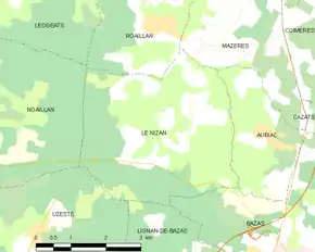 Poziția localității Le Nizan