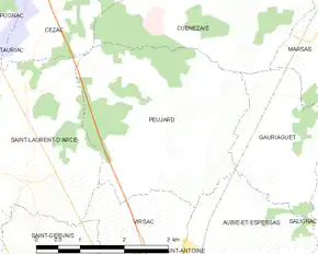 Poziția localității Peujard