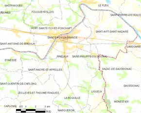 Poziția localității Pineuilh