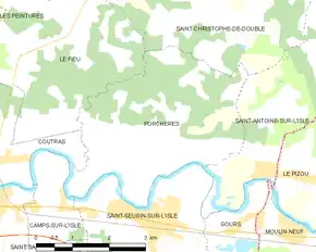 Poziția localității Porchères