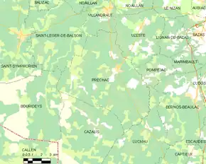 Poziția localității Préchac