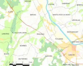 Poziția localității Preignac