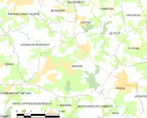 Poziția localității Sadirac