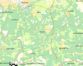 Poziția localității Salles