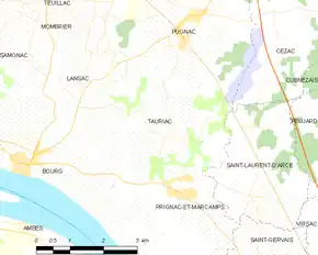 Poziția localității Tauriac