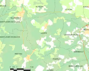 Poziția localității Uzeste