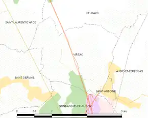 Poziția localității Virsac