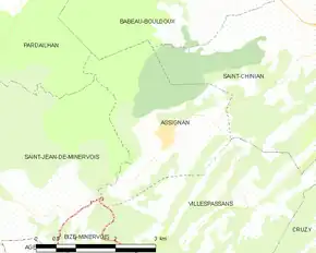 Poziția localității Assignan