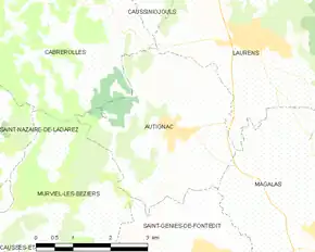 Poziția localității Autignac
