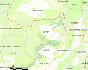 Poziția localității Claret