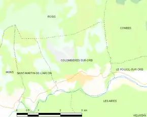 Poziția localității Colombières-sur-Orb