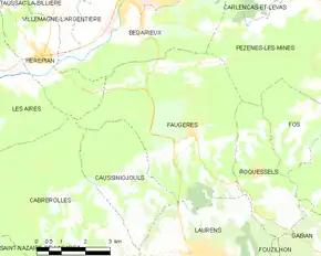 Poziția localității Faugères